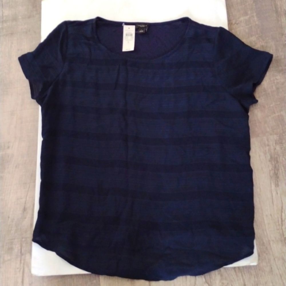 New Ann Taylor Navy Cap Sleeve Blouse Size Large Top